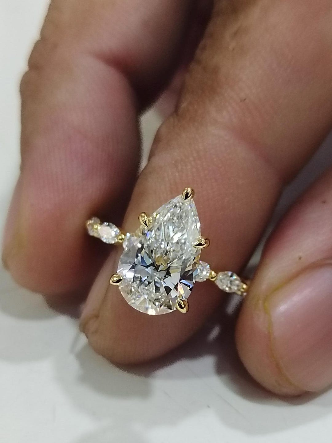 IGI Certified 3 Carat Pear Cut Lab Grown Diamond Engagement Ring - Etsy