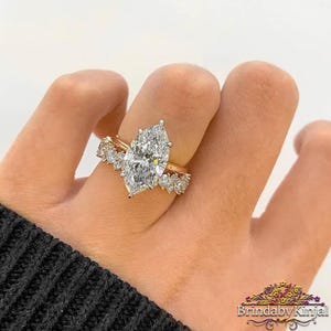 4 CT Marquise Cut Engagement Bridal Ring Set, 14k Solid Yellow Gold ...