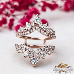 Moissanite curved enhancer wedding band antique diamond stacking band antique matching ring vintage promise anniversary gift Enhancer ring