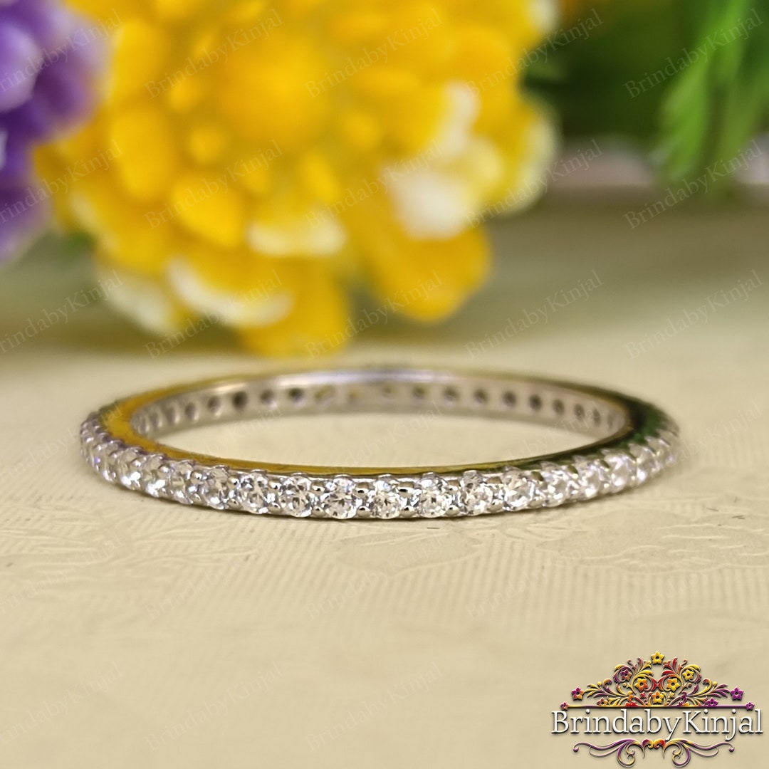14K Gold Full Eternity Band,engagement Ring,micro Pave Ring