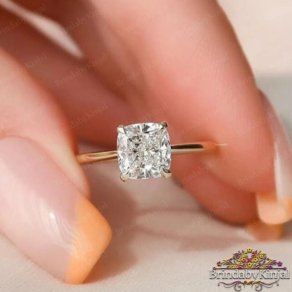 2 CT Cushion Cut Engagement Ring Cushion Cut Engagement Ring Etsy