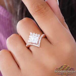 Princess Cut Moissanite Engagement Ring 14k Solid Gold Ring Princess Cut Halo Wedding Ring,Twisted Band Ring Anniversary Gift Ring For Women