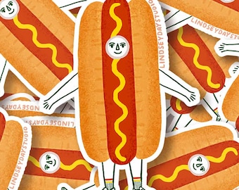 Funny Cute Weirdcore Sticker for Water Bottle Hot Dog Sticker Kindle Sticker Funny Kawaii Art Decal Laptop Sticker Gift Idea for Foodie