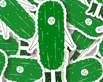 Pickle Friend Sticker, Weirdcore Sticker Water Bottle Sticker Laptop Sticker Funny Kawaii Art Vinyl Decal Sticker Foodie Gift Idea