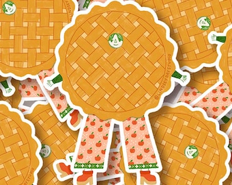 Apple Pie Food Sticker Funny Cute Sticker for Water Bottle Funny Kawaii Food Art Vinyl Decal Gift for Foodie Baker Gift Idea