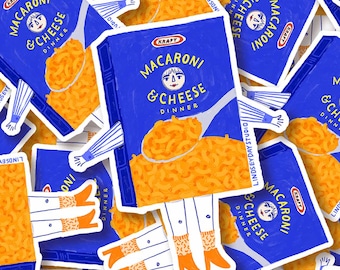 Mac n Cheese Friend Sticker, Cute Funny Sticker for Water Bottle Kindle Sticker Funny Kawaii Food Art Decal Foodie Gift Idea Food Sticker