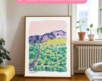 Colorful Landscape Wall Art Print Oversized Wall Art Framed Poster for Living Room Art Mountains Wall Art Botanical Nature Art Print