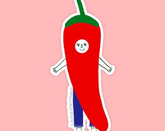 Pepper Friend Sticker, Funny Cute Sticker for Laptop Foodie Sticker Funny Kawaii Art Vinyl Decal Sticker PC Case Sticker Kindle Sticker