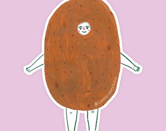 Potato Friend Sticker, Funny Cute Food Sticker for Water Bottle Funny Kawaii Art Vinyl Decal Sticker Gift for Foodie Gift Idea