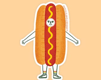 Funny Cute Weirdcore Sticker for Water Bottle Hot Dog Sticker Kindle Sticker Funny Kawaii Art Decal Laptop Sticker Gift Idea for Foodie