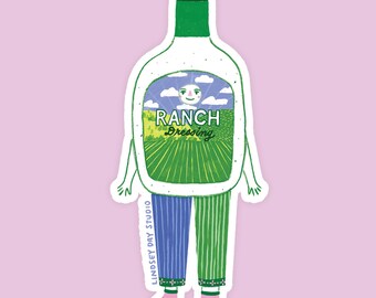 Blanche the Ranch Sticker, Cute Funny Sticker Kawaii Food Sticker for Water Bottle Funny Vinyl Decal Ranch Dressing Laptop Sticker Kindle