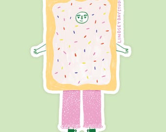 Pop Tart Friend Sticker, Luggage Sticker for Water Bottle Funny Kawaii Art Vinyl Decal Sticker Friend Gift Idea for Foodie Kindle Sticker