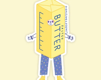 Butter Barb Sticker, Weirdcore Funny Cute Laptop Sticker Funny Kawaii Art Decal Foodie Baker Gift Idea PC Case Sticker Kindle Sticker