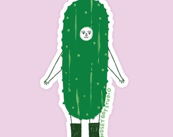 Pickle Friend Sticker, Weirdcore Sticker Water Bottle Sticker Laptop Sticker Funny Kawaii Art Vinyl Decal Sticker Foodie Gift Idea