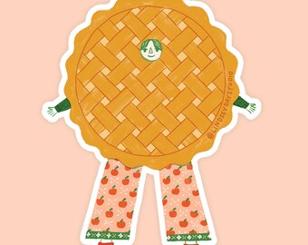 Apple Pie Food Sticker Funny Cute Sticker for Water Bottle Funny Kawaii Food Art Vinyl Decal Gift for Foodie Baker Gift Idea
