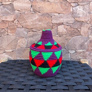 Moroccan berber basket, African decorative basket , colorful vintage and bohemian