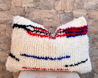 Housse de coussin berbère marocain Azilal à motifs colorés 60 x 40 cm