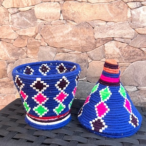 Moroccan berber basket, African decorative basket , colorful vintage and bohemian