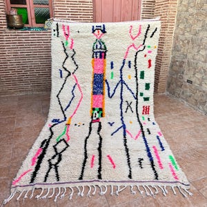 Berber Moroccan Costum rug - Moroccan Woolen carpet - New Azilal rug - Beni ouarain style - New Beni ouarain rug - fine berber rug