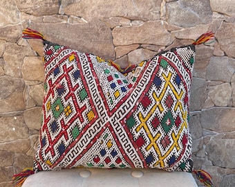 Vintage Berber Kissen, marokkanische Kissenbezug aus Schurwolle