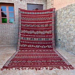 Old Zemmouri Kilim, Faltisse Berber Rug, Handmade Moroccan Carper, Home Decor