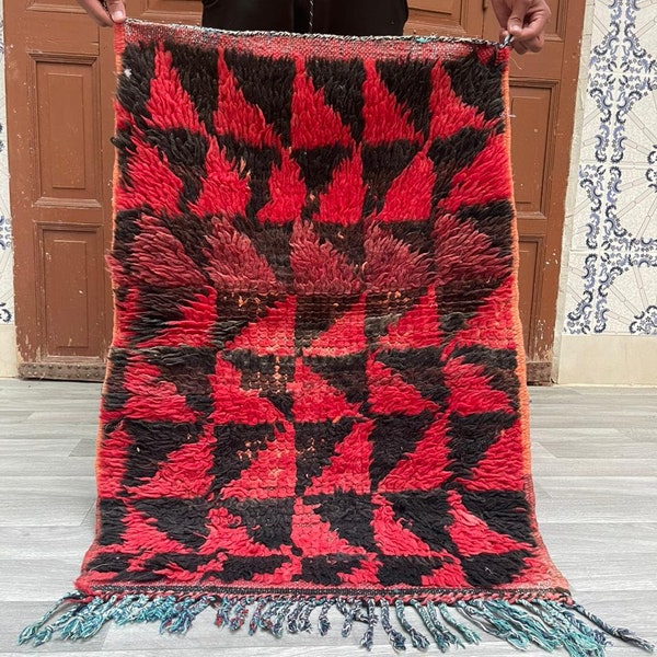 Black White and Red Rug Etsy