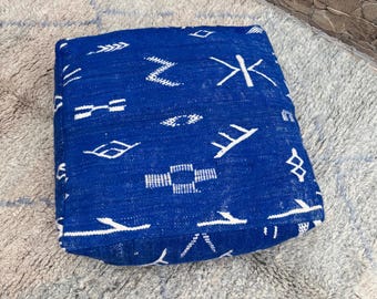 Handmade Berber Kilim Pouf, floor cushion