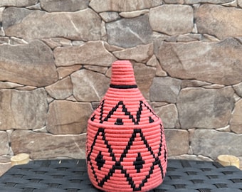 Cesta bereber marroquí, cesta decorativa africana, colorida vintage y boho