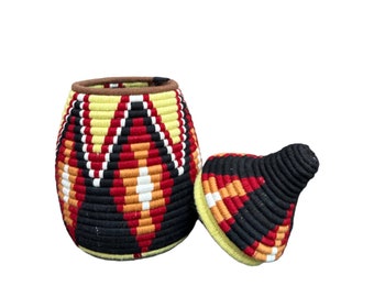 Cesta bereber marroquí, cesta decorativa africana, colorida vintage y boho