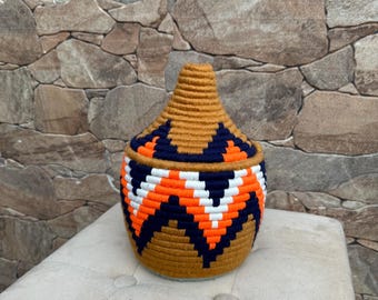 Berber Korb, Afrikanischer Deko Korb, Berber Korb, bunt Vintage und Boho