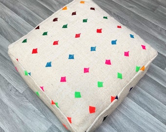 Pouf berbère fait main en kilim, coussin de sol