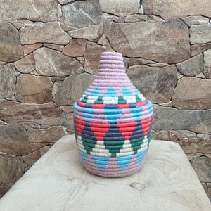 Moroccan berber basket, African decorative basket , colorful vintage and bohemian