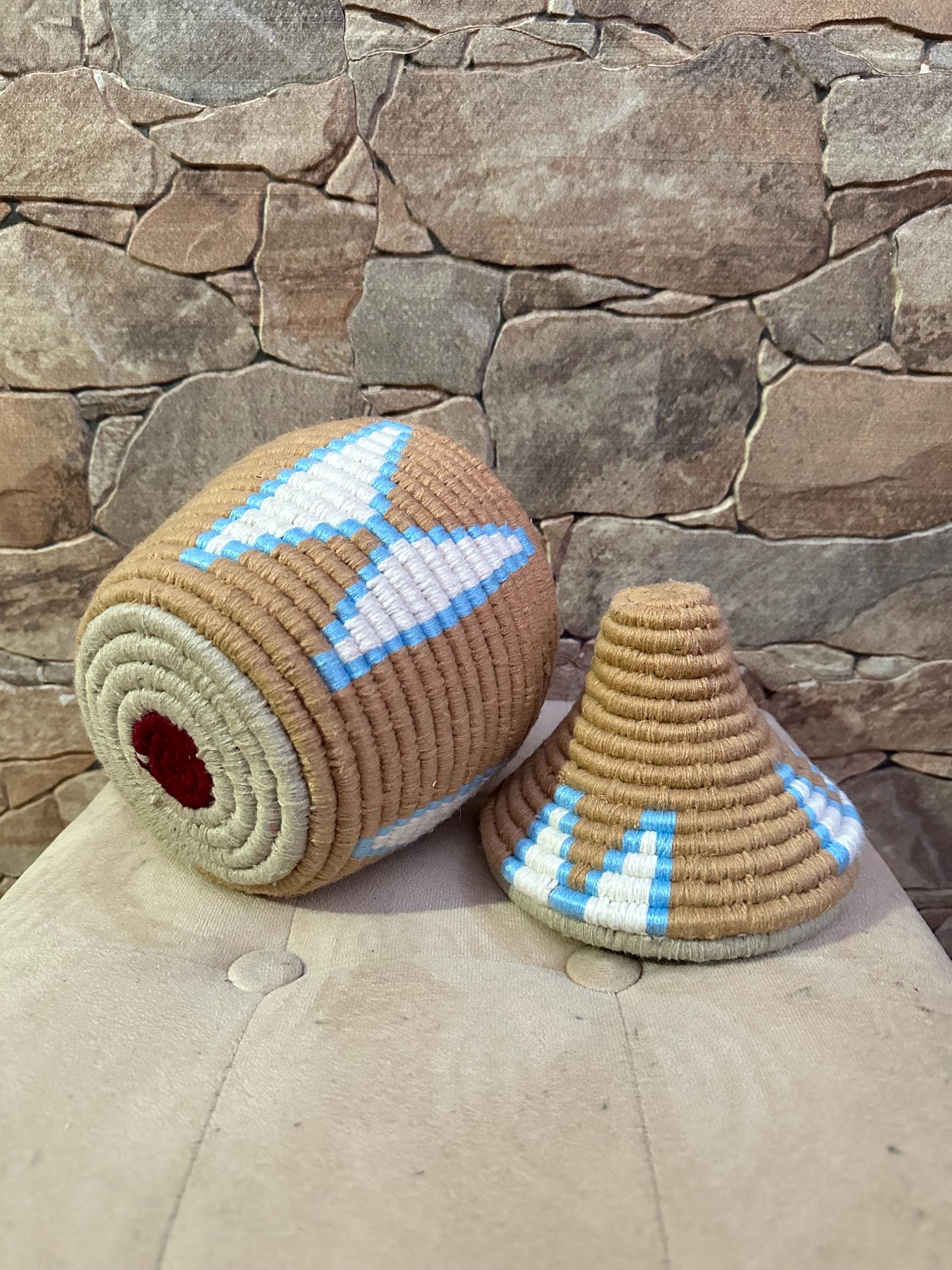 蓋付きベルベル編みバスケット：モロッコ民族の収納ボックス - Etsy 日本