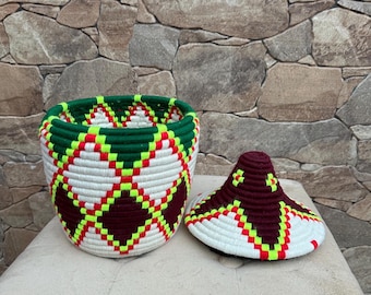 Berber Korb, Afrikanischer Deko Korb, Berber Korb, bunt Vintage und Boho
