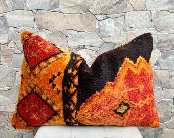 Housse de coussin vintage berbère kilim : coussin marocain en laine (23,62 x 15,75)
