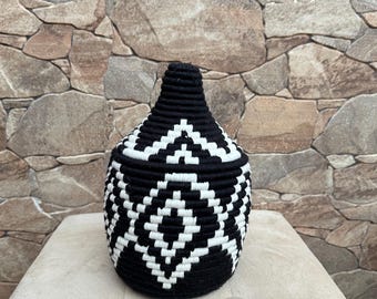 Berber Korb, Afrikanischer Deko Korb, Berber Korb, bunt Vintage und Boho