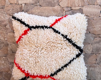 Housse de coussin berbère marocain Azilal à motifs colorés 40 x 40 cm