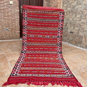 Handwoven Moroccan Berber Wool Rug: Organic Vegetable Dye, Azamour Design