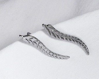 Silver Stud Earrings Leaf Design - Women's Fashion Jewellery