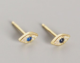 Evil Eye Stud Earrings Gold Sterling Silver - Women's Earrings - Women's Fashion Jewellery