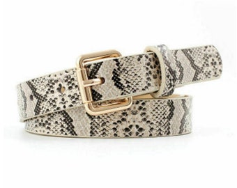 Women's Faux Leather Belt Snake Skin Print - Women's Belts - Women's Fashion Accessories