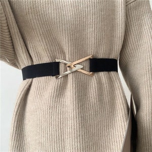 Elasticated Buckle Belt Black Gold Silver - Women's Belts - Women's Fashion Accessories