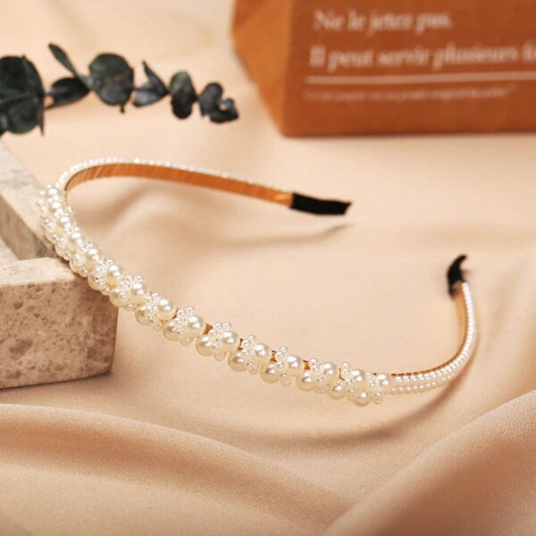 Pearl Hairband White Gold - Women's Hair - Hair Accessories