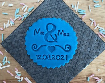 Personalised Wedding Names Debosser Stamp – Fondant Cupcake Icing Cookie Tool – PLA