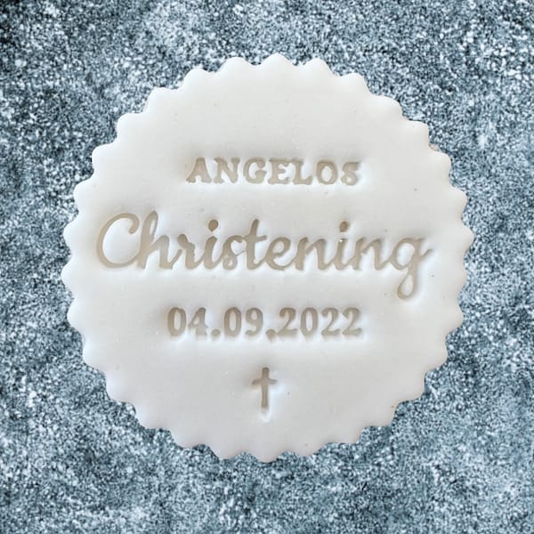 Personalised Christening/Baptism Wedding Debosser Stamp Fondant Cupcake Icing Cookie Decoration Dough