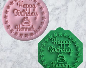 Personalised Happy Birthday Debosser Stamp Fondant Cupcake Icing Cookie Decoration Dough
