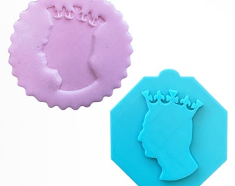 King Charles III Coronation Stamp Profile with Crown Fondant Stamp Cupcake Debosser