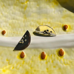 Geometrical half moon shaped Earrings with bubbly beads