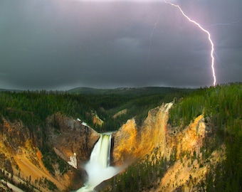 Summer Storm over Yellowstone Falls, Yellowstone National Park, Wyoming Photo Print