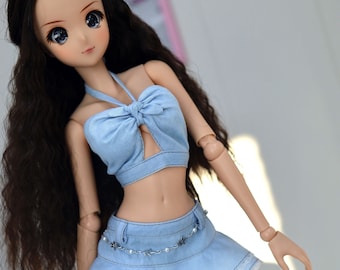 Smart doll clothes. Set: Denim top and skirt